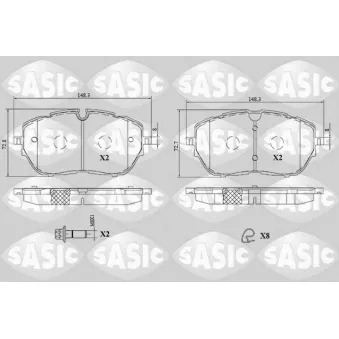 Jeu de 4 plaquettes de frein avant SASIC 6210092