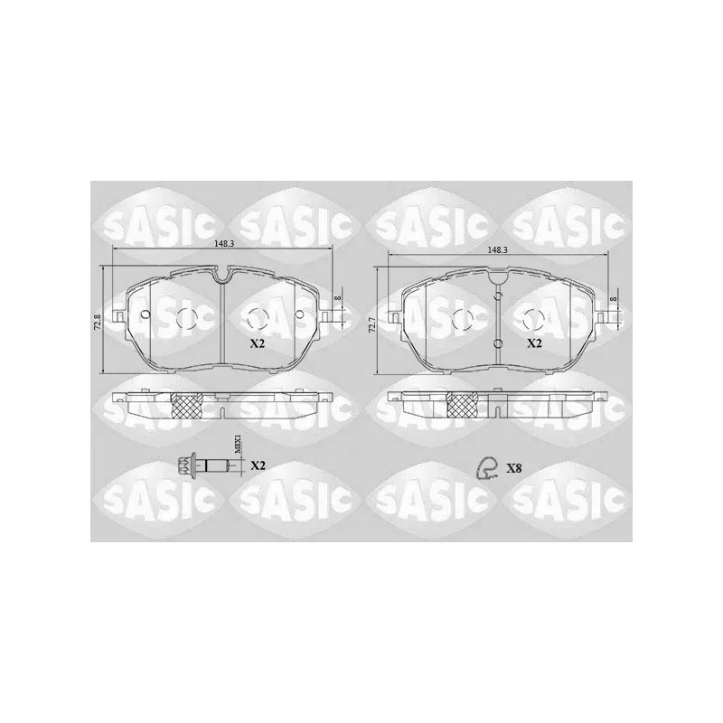 Jeu de 4 plaquettes de frein avant SASIC 6210092