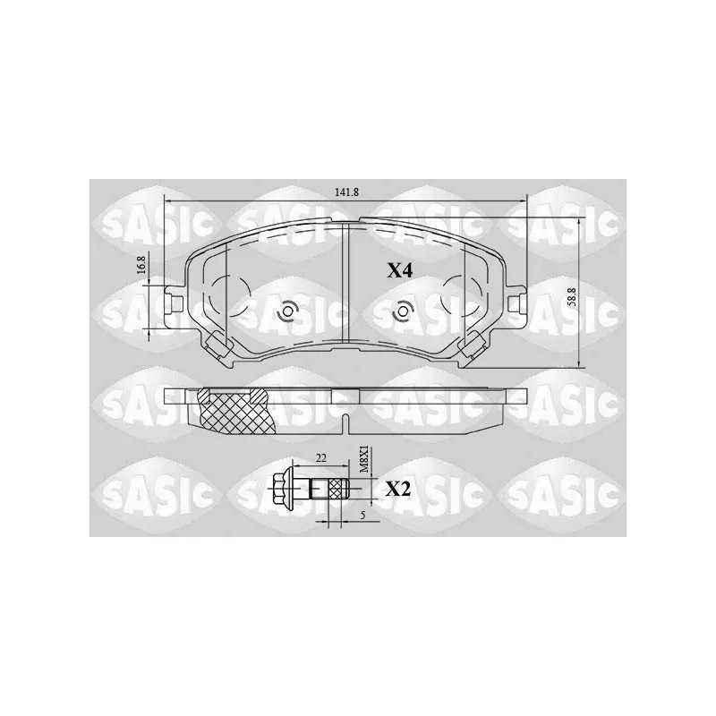Jeu de 4 plaquettes de frein avant SASIC 6214045