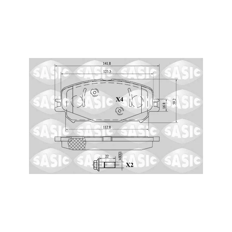 Jeu de 4 plaquettes de frein avant SASIC 6214046