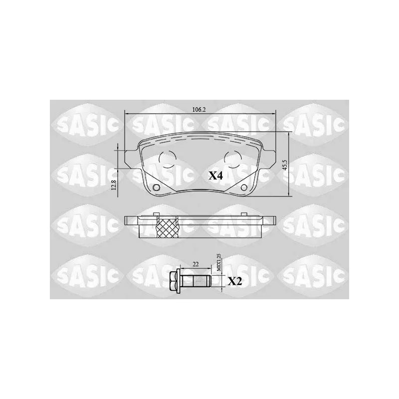 Jeu de 4 plaquettes de frein arrière SASIC 6214047