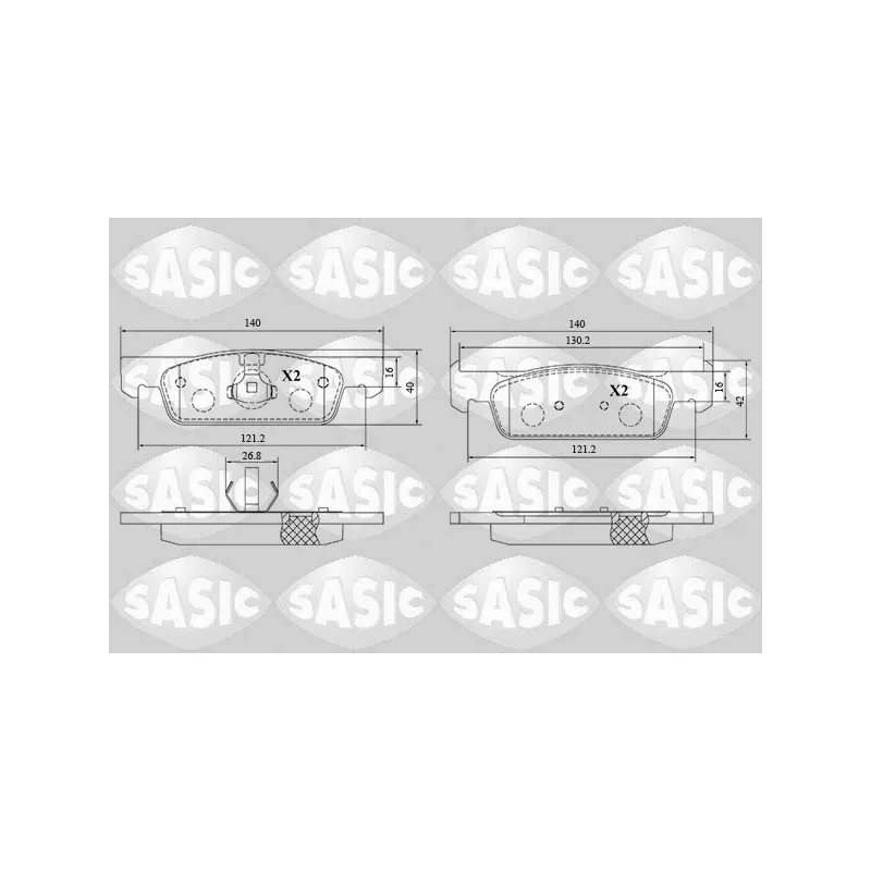 Jeu de 4 plaquettes de frein avant SASIC 6214048
