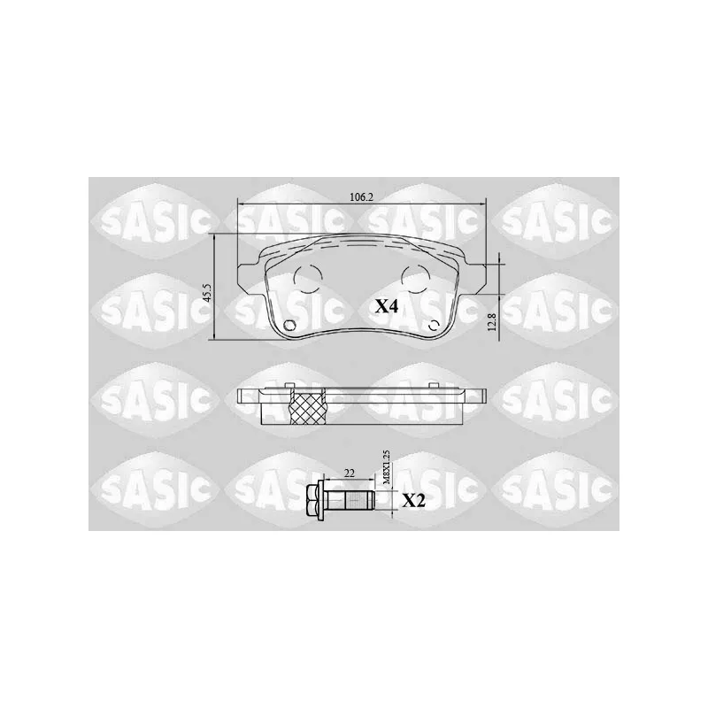 Jeu de 4 plaquettes de frein arrière SASIC 6214049