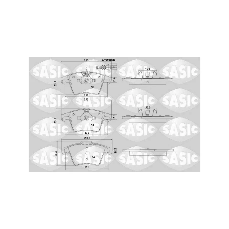 Jeu de 4 plaquettes de frein avant SASIC 6216188