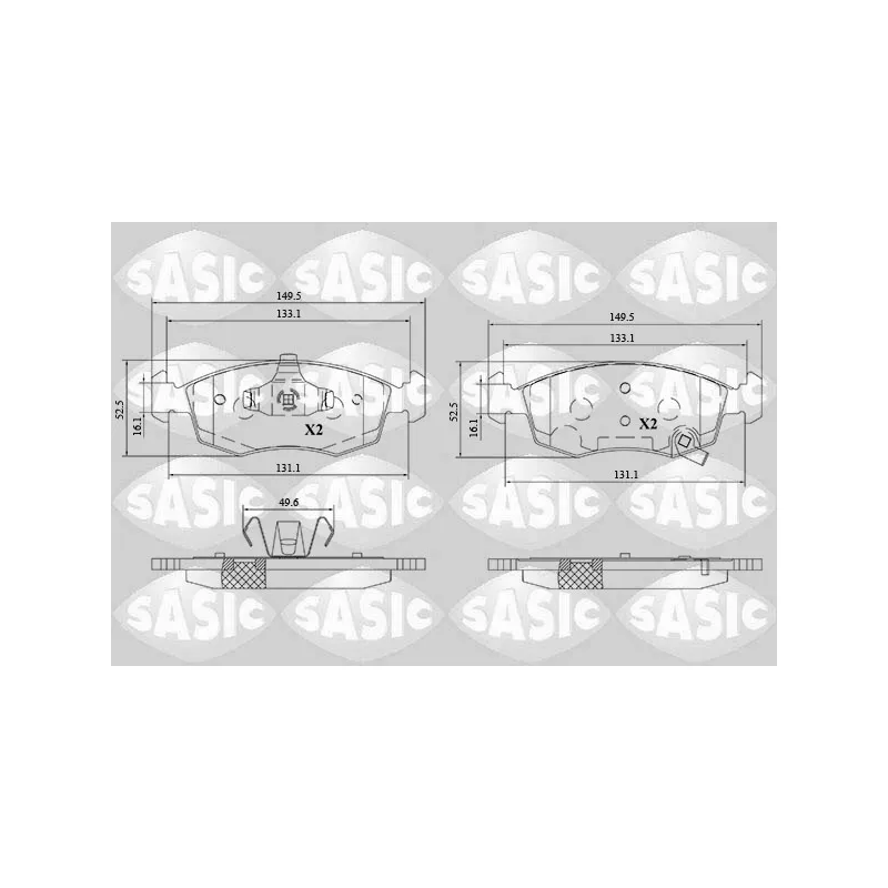 Jeu de 4 plaquettes de frein avant SASIC 6216190