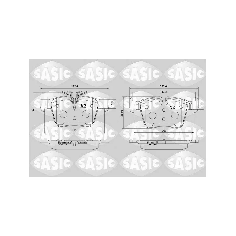 Jeu de 4 plaquettes de frein arrière SASIC 6216193