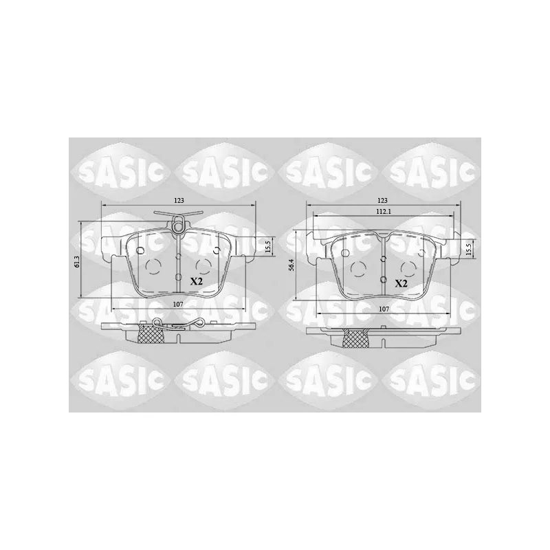 Jeu de 4 plaquettes de frein arrière SASIC 6216197