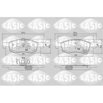 Jeu de 4 plaquettes de frein avant SASIC 6216203