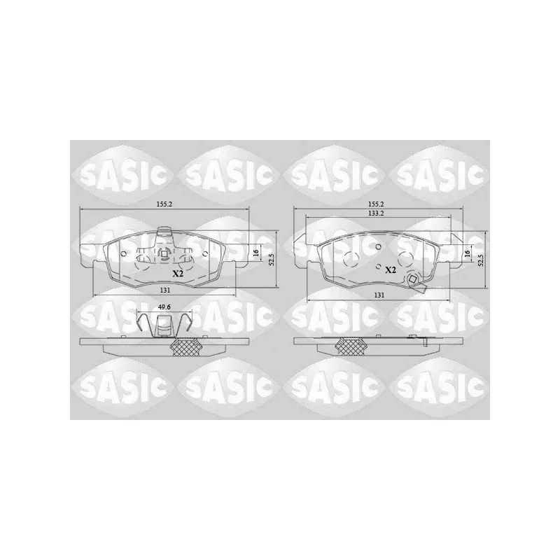 Jeu de 4 plaquettes de frein avant SASIC 6216203
