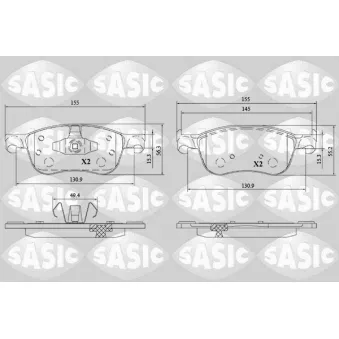Jeu de 4 plaquettes de frein avant SASIC 6216205