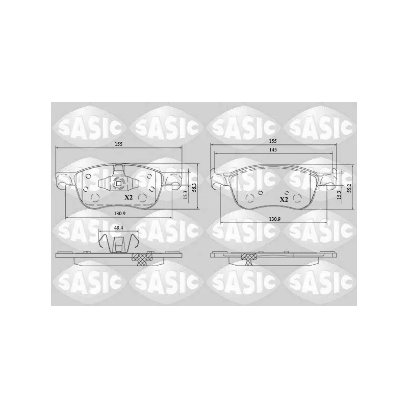 Jeu de 4 plaquettes de frein avant SASIC 6216205