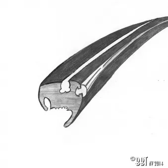 Ctc vitre latérale 'Deluxet' gauche (moulure plastique) YOUNG PARTS 0322-1