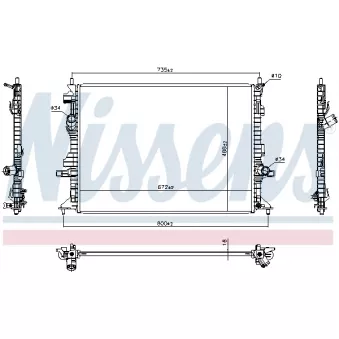 Radiateur, refroidissement du moteur NISSENS 606908