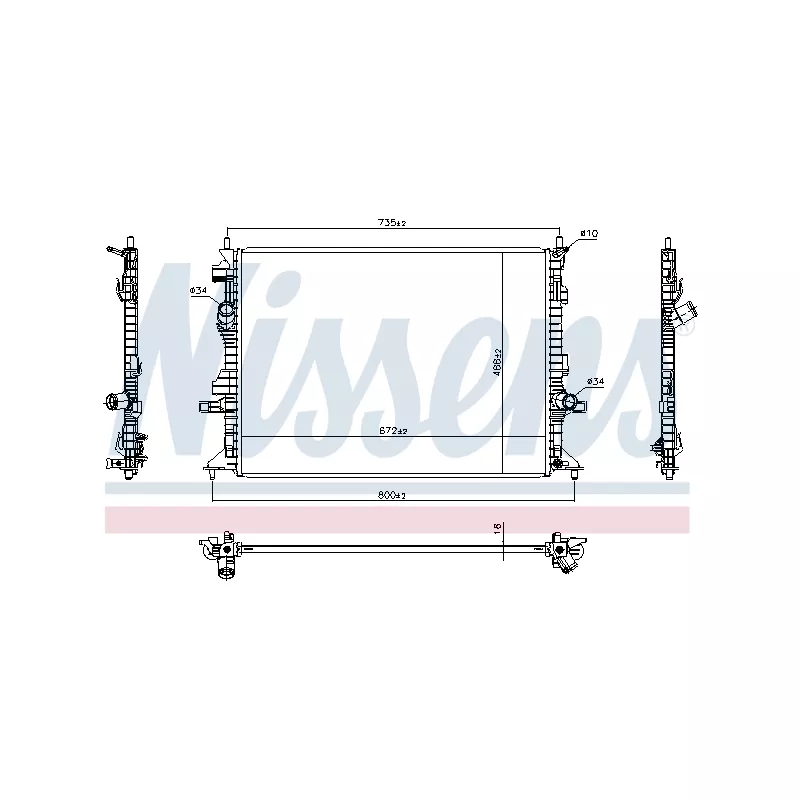 Radiateur, refroidissement du moteur NISSENS 606908