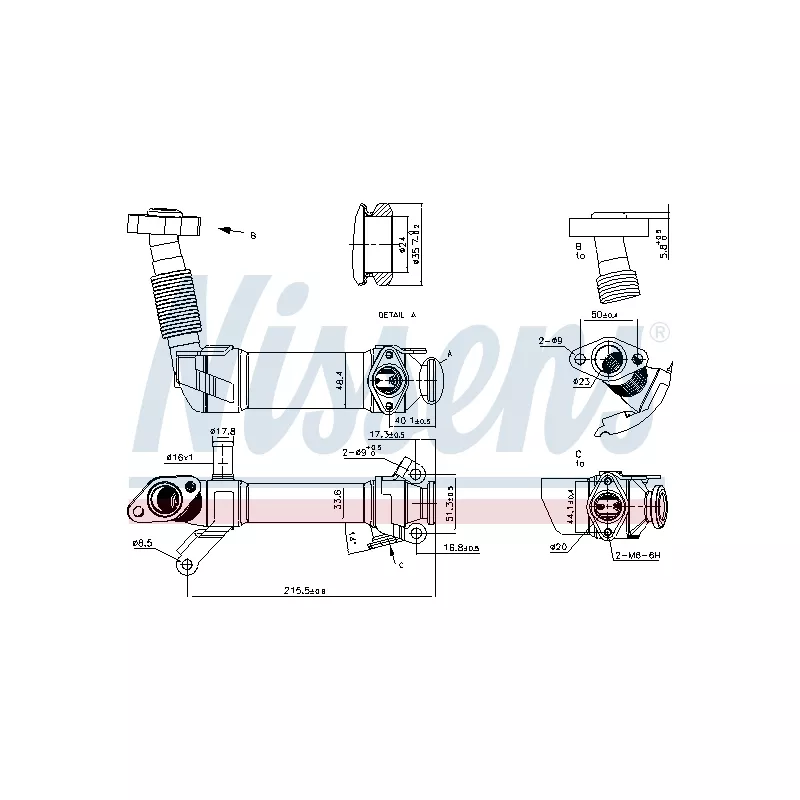 Radiateur, réaspiration des gaz d'échappement NISSENS 989281