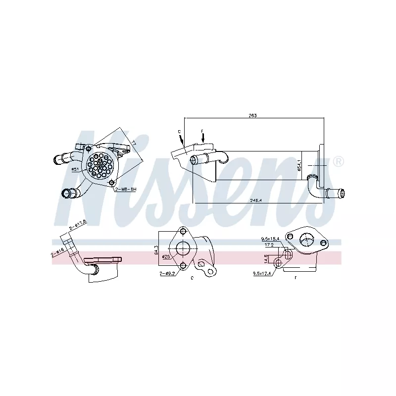 Radiateur, réaspiration des gaz d'échappement NISSENS 989282