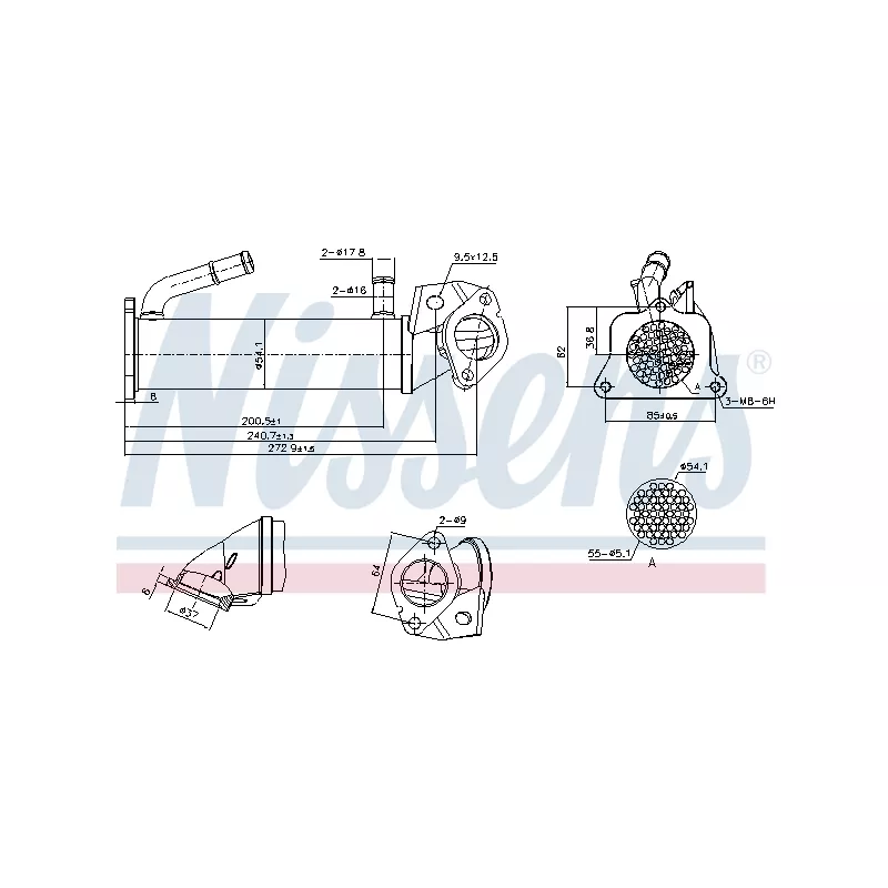 Radiateur, réaspiration des gaz d'échappement NISSENS 989321