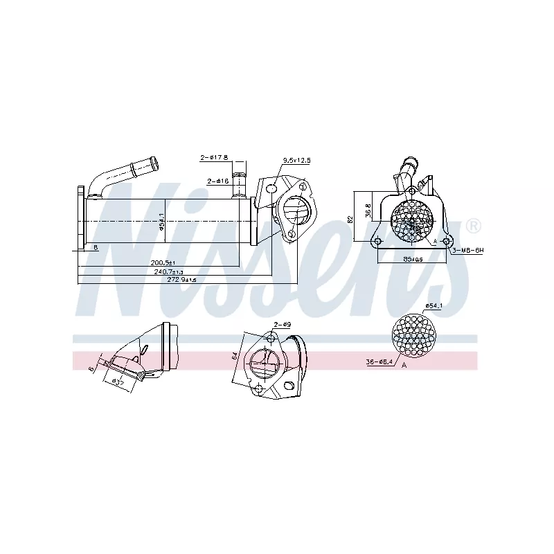 Radiateur, réaspiration des gaz d'échappement NISSENS 989322