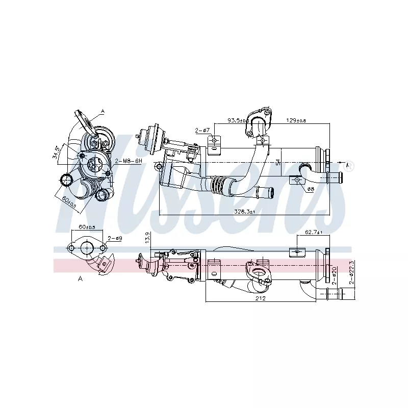 Radiateur, réaspiration des gaz d'échappement NISSENS 989329