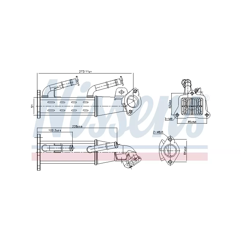 Radiateur, réaspiration des gaz d'échappement NISSENS 989404