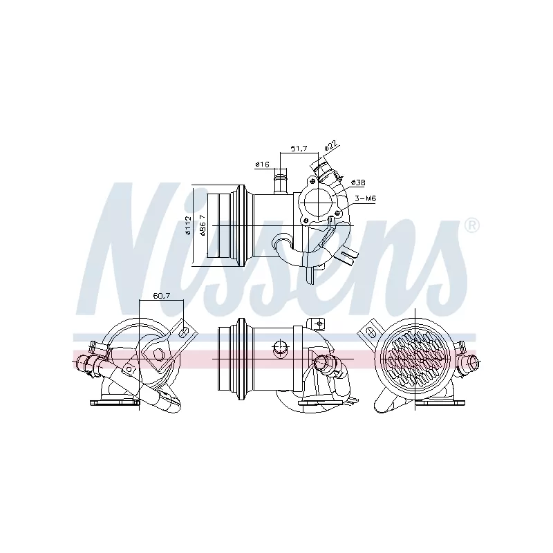 Radiateur, réaspiration des gaz d'échappement NISSENS 989424