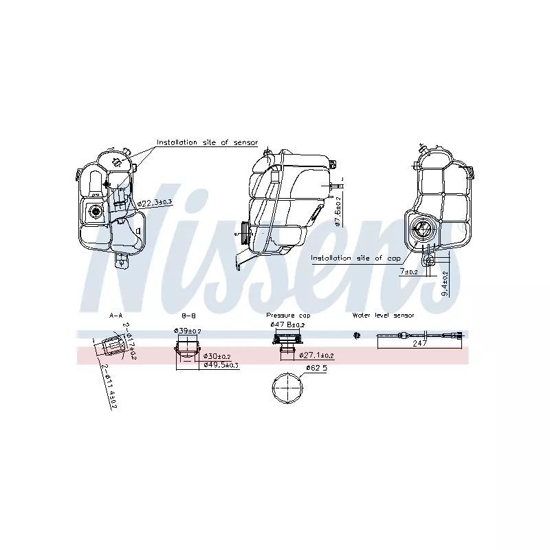 Vase d'expansion, liquide de refroidissement NISSENS 996294