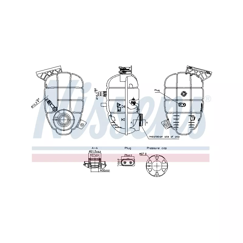 Vase d'expansion, liquide de refroidissement NISSENS 996325