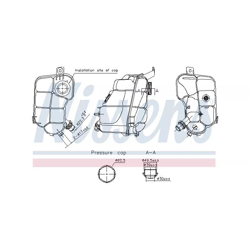 Vase d'expansion, liquide de refroidissement NISSENS 996337