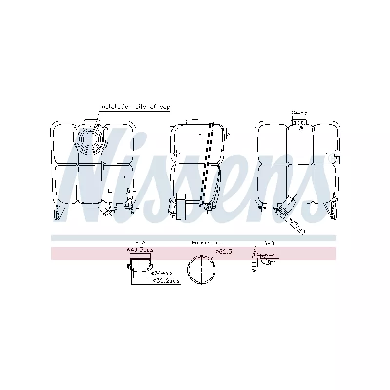 Vase d'expansion, liquide de refroidissement NISSENS 996346