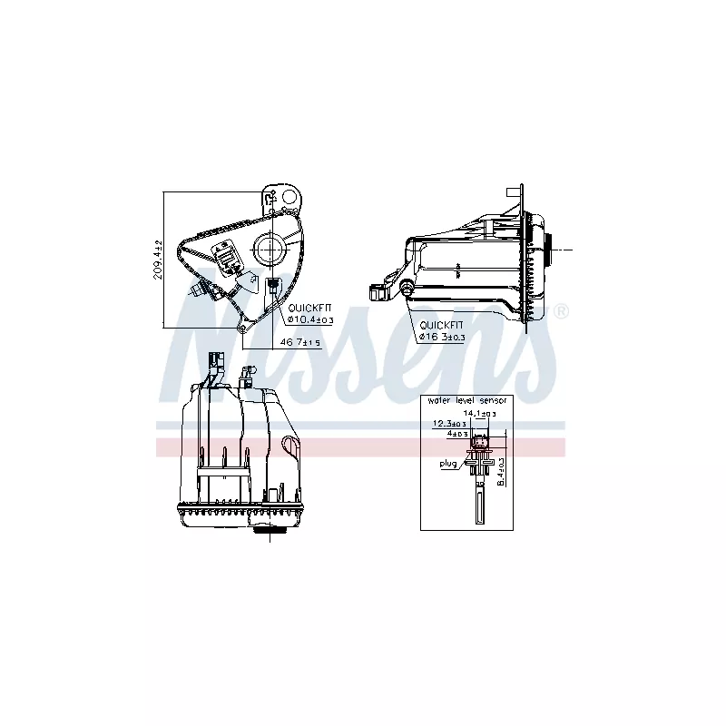 Vase d'expansion, liquide de refroidissement NISSENS 996358