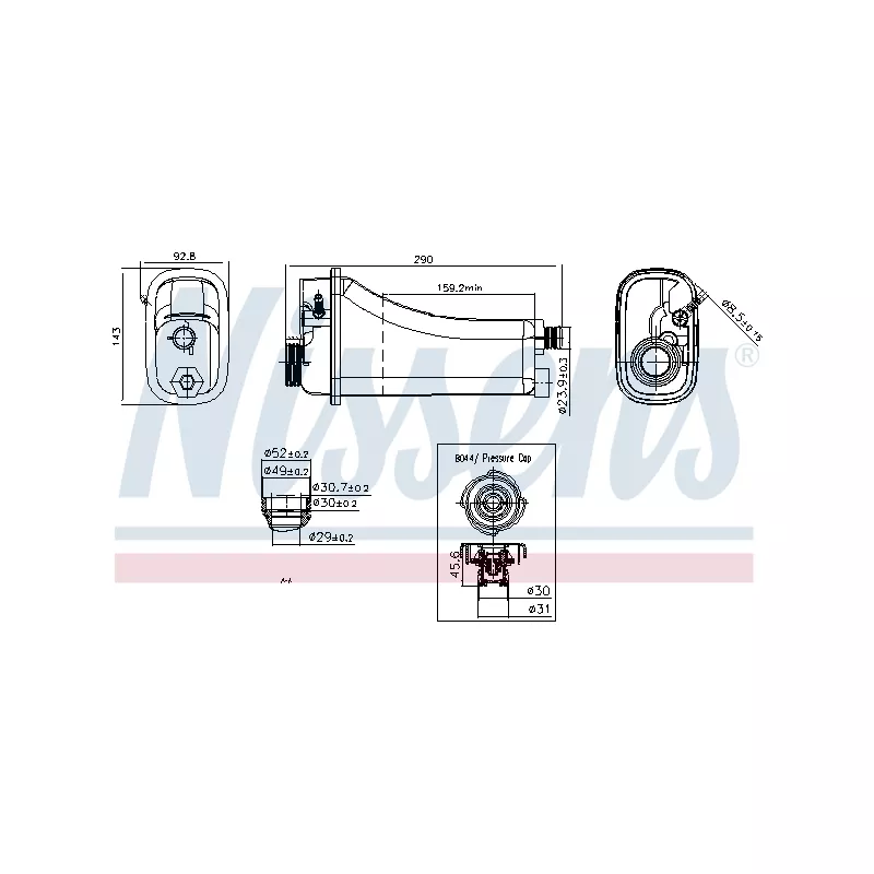 Vase d'expansion, liquide de refroidissement NISSENS 996361