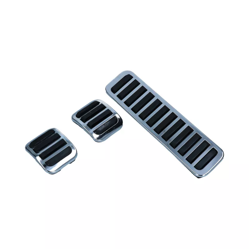 Jeu de 3 (accélérateur, frein et embrayage) en chrome/caoutchouc noir YOUNG PARTS 0254