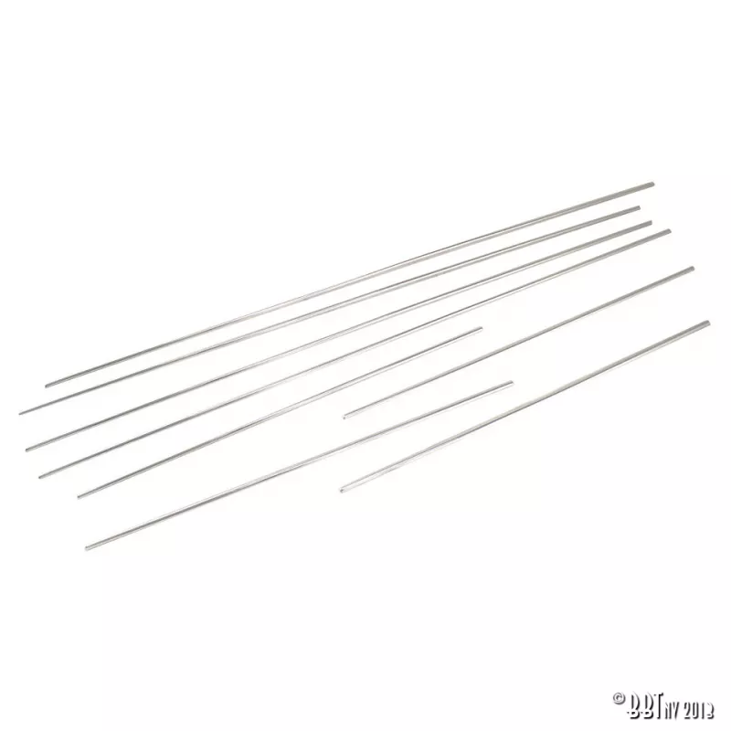 Kit moulures lèche-vitre en chrome pour Type 1 cabriolet, 8 pièces - aussi nécessaire Clips 7052 x 96 YOUNG PARTS 7050