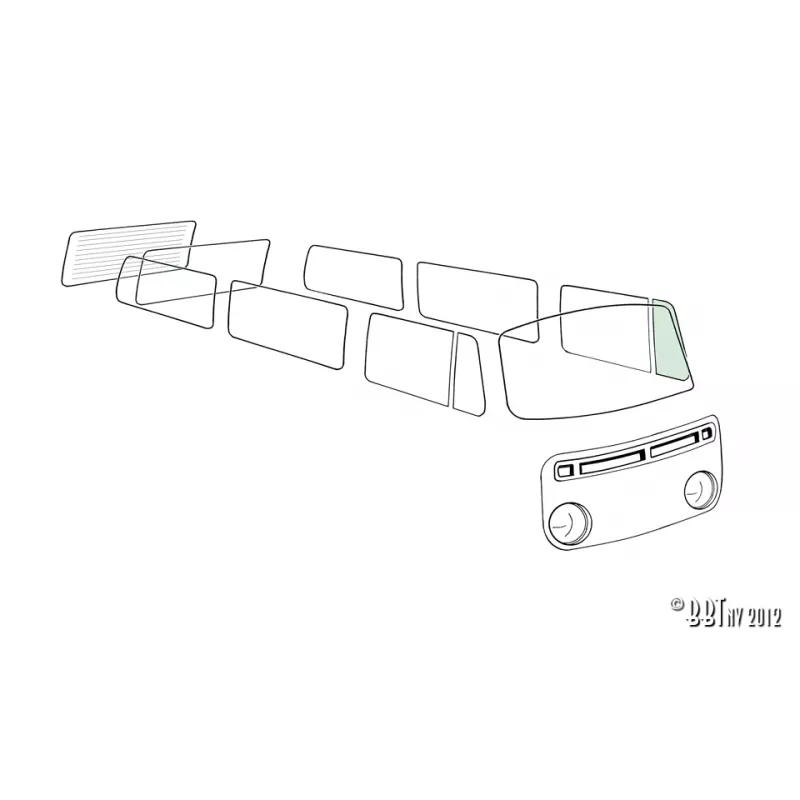 Vitre de déflecteur fermé gauche, vert YOUNG PARTS 8950-211