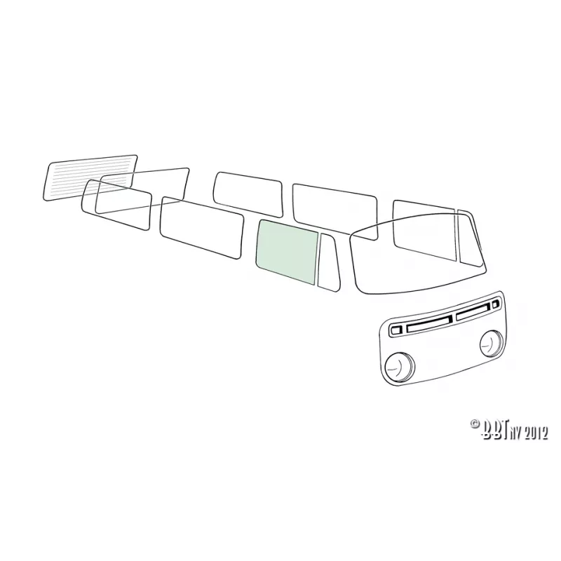 Vitre de porte droite, vert YOUNG PARTS 8950-306