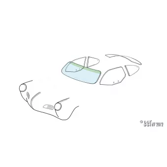 Pare-brise - Karmann Ghia coupé/cabriolet avec bande verte YOUNG PARTS 8980-005