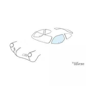 Vitre de porte gauche - Karmann Ghia coupé 08/59- YOUNG PARTS 8980-310