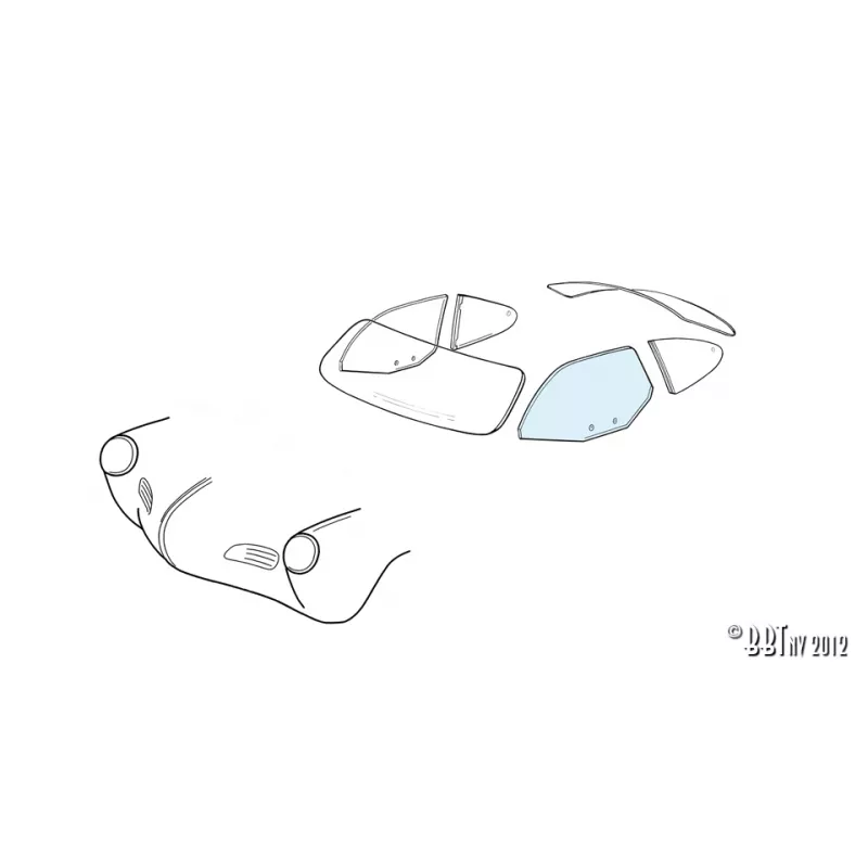 Vitre de porte gauche - Karmann Ghia coupé 08/59- YOUNG PARTS 8980-310