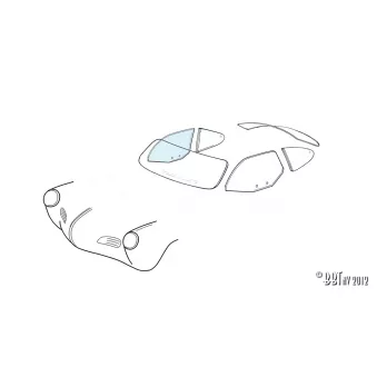 Vitre de porte droite - Karmann Ghia coupé 08/59- YOUNG PARTS 8980-315
