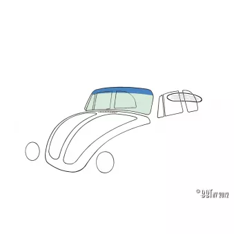 Pare-brise, vert, en dessus bleue, cabrio YOUNG PARTS 9001-005