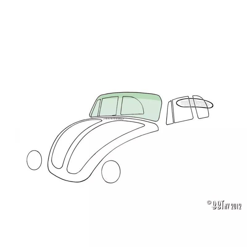 Pare-brise, vert, en dessus vert, cabrio YOUNG PARTS 9001-006
