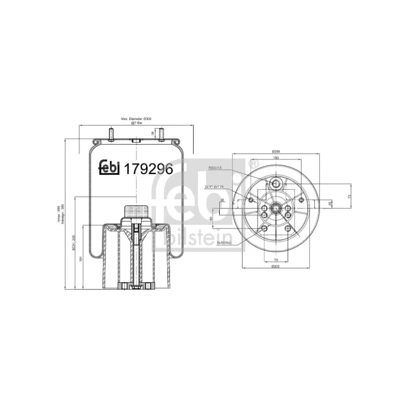 Ressort pneumatique, suspension pneumatique FEBI BILSTEIN 179296