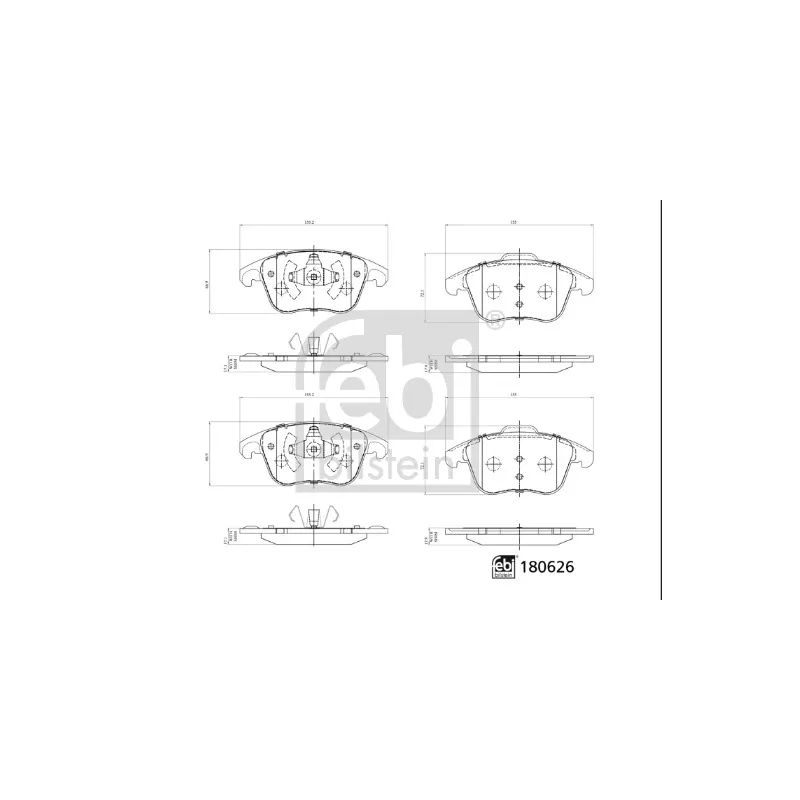 Jeu de 4 plaquettes de frein avant FEBI BILSTEIN 180626