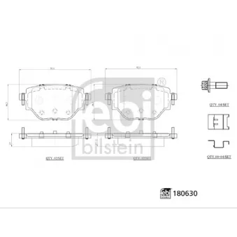 Jeu de 4 plaquettes de frein arrière FEBI BILSTEIN 180630