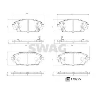 Jeu de 4 plaquettes de frein avant SWAG