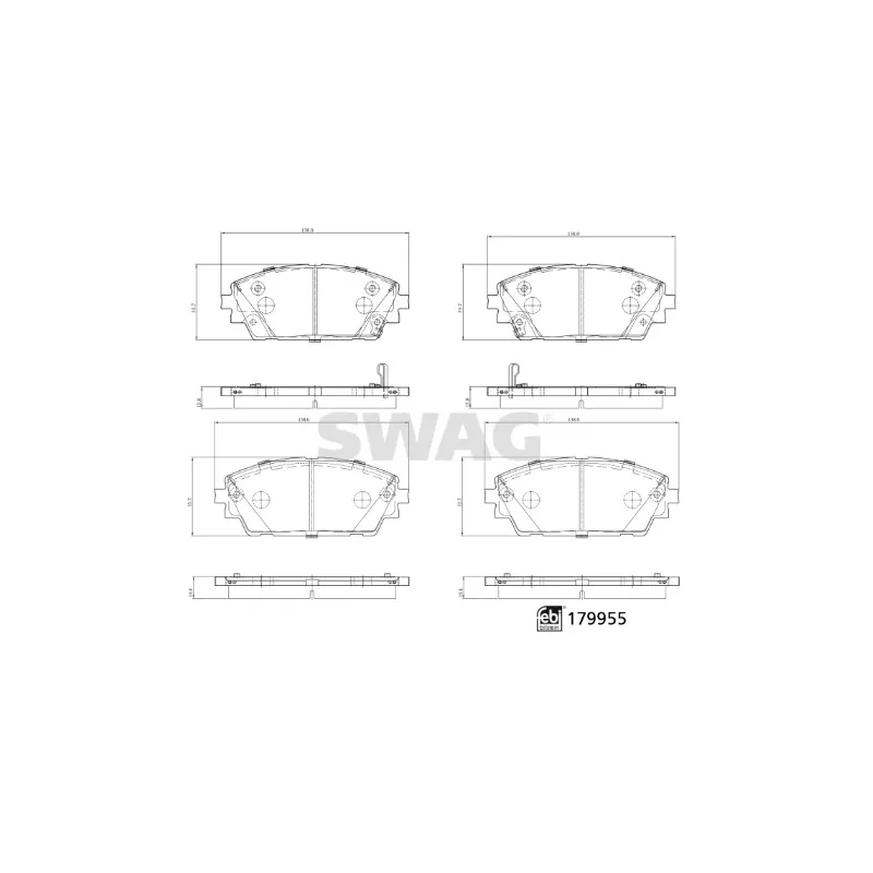 Jeu de 4 plaquettes de frein avant SWAG 33 10 5574