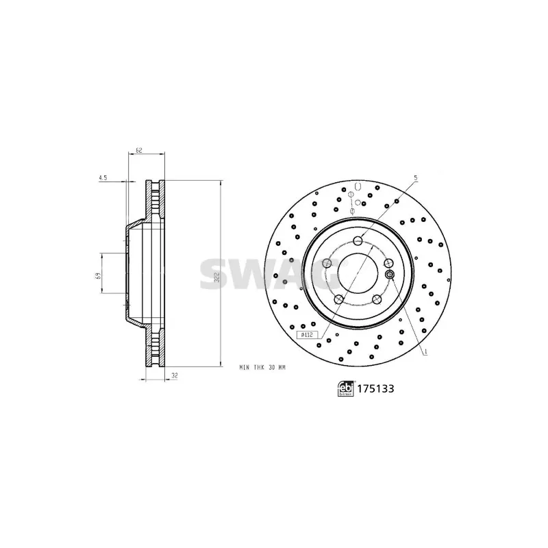 Jeu de 2 disques de frein avant SWAG 33 10 7335