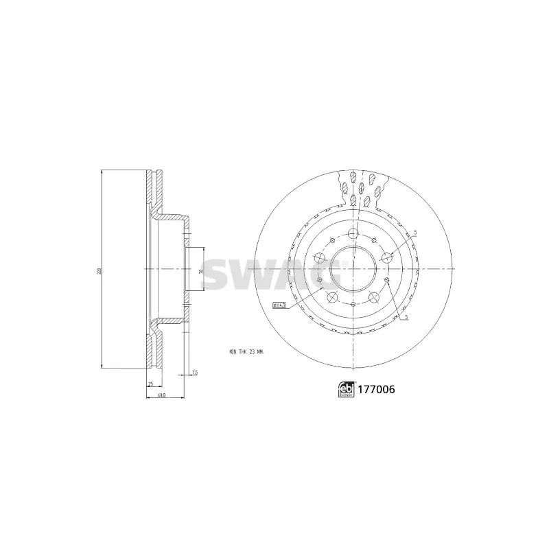 Jeu de 2 disques de frein avant SWAG 33 10 7345