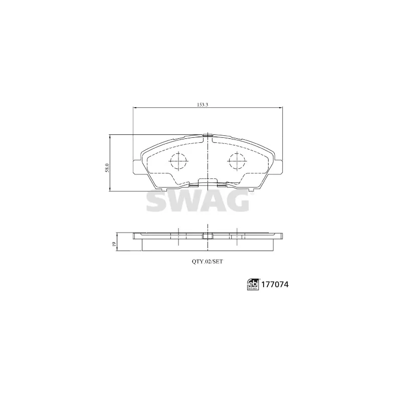 Jeu de 4 plaquettes de frein avant SWAG 33 10 7496