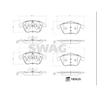Jeu de 4 plaquettes de frein avant SWAG